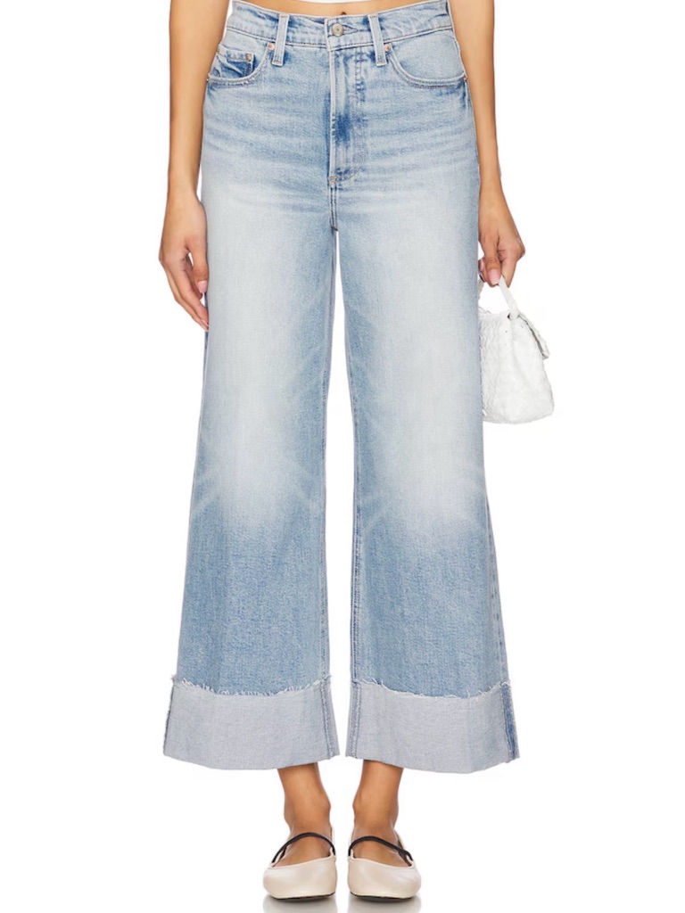 Anthropologie Light Blue Wide-Leg Cuffed Jeans